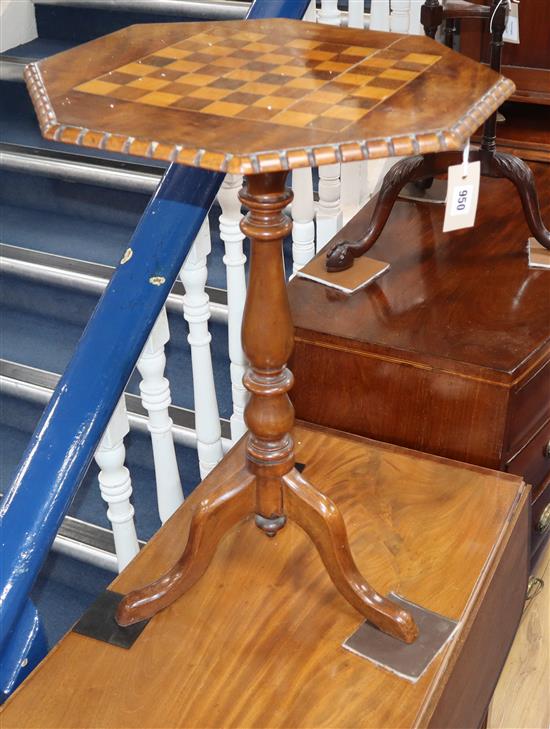 A Victorian octagonal walnut games table W.47cm